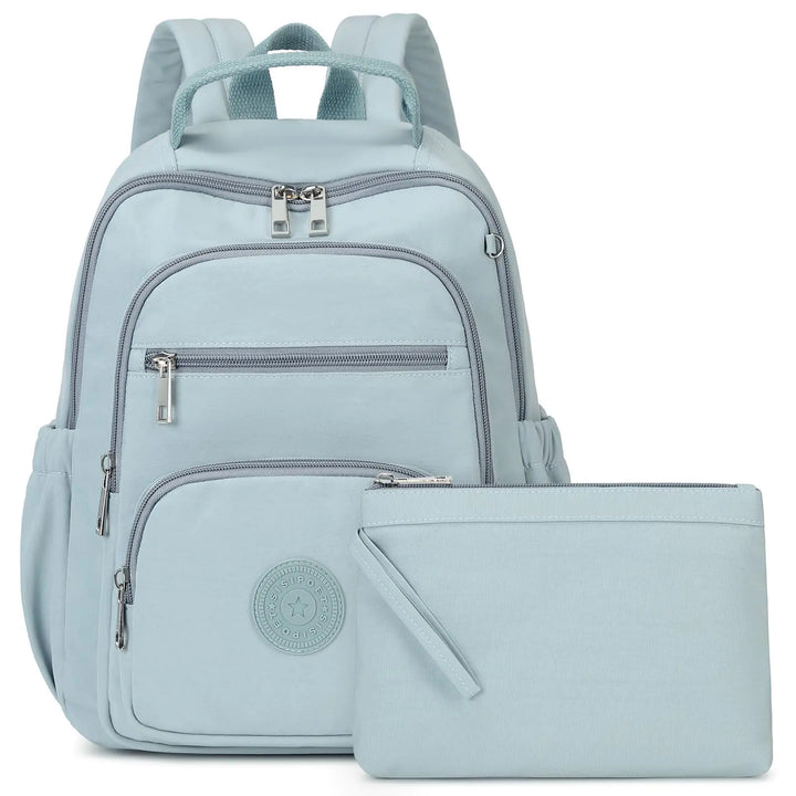 Cloud Blue Mini Backpack Purse – Lightweight + Wallet + Luggage Strap