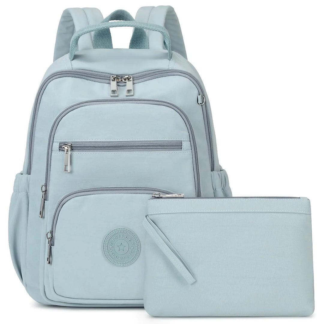 Cloud Blue Mini Backpack Purse – Lightweight + Wallet + Luggage Strap
